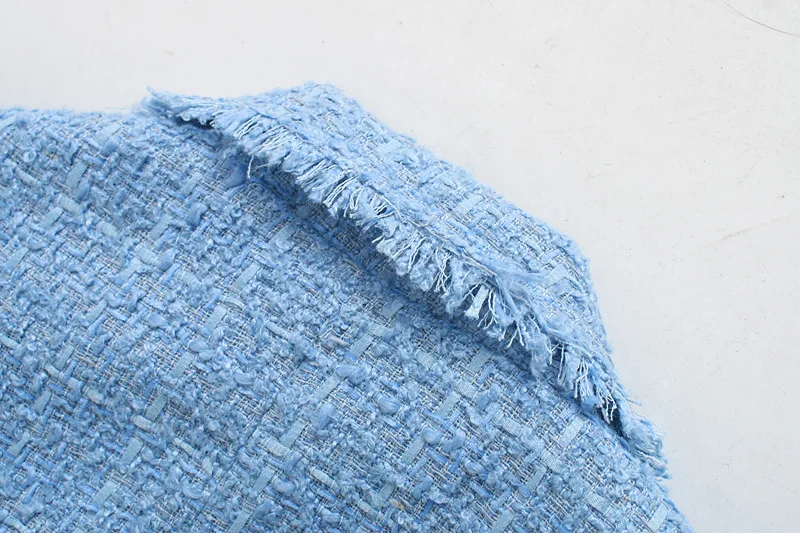 2021 Fashion Solid Loose Blazer Autumn Casual Double Breasted Streetwear Spring Tweed Blue Blazers Jackets Cool Girls Chic Coat