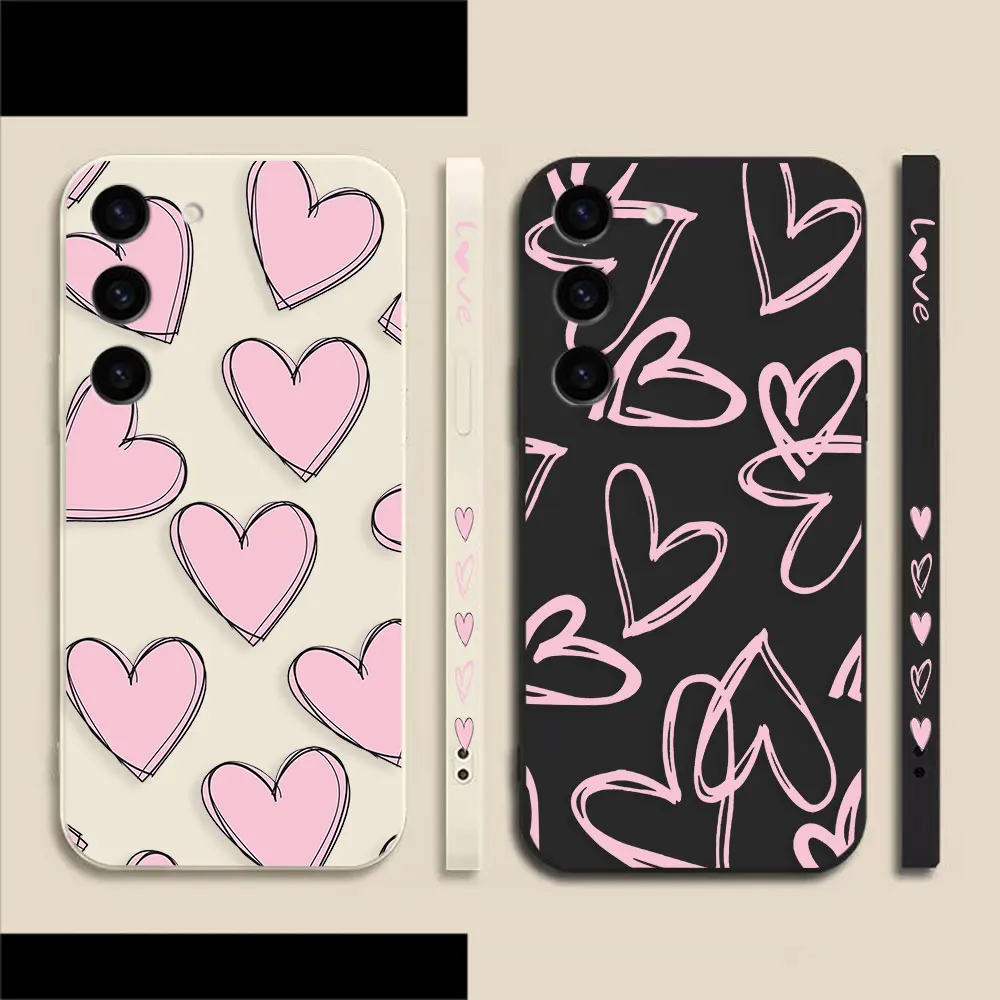 

Fashion Pink Love Heart Phone Case For Samsung S23 S22 S21 S20 FE S11 S11E S10 S10E S9 S30 Ultra Plus 4G 5G Case Fundas Shell