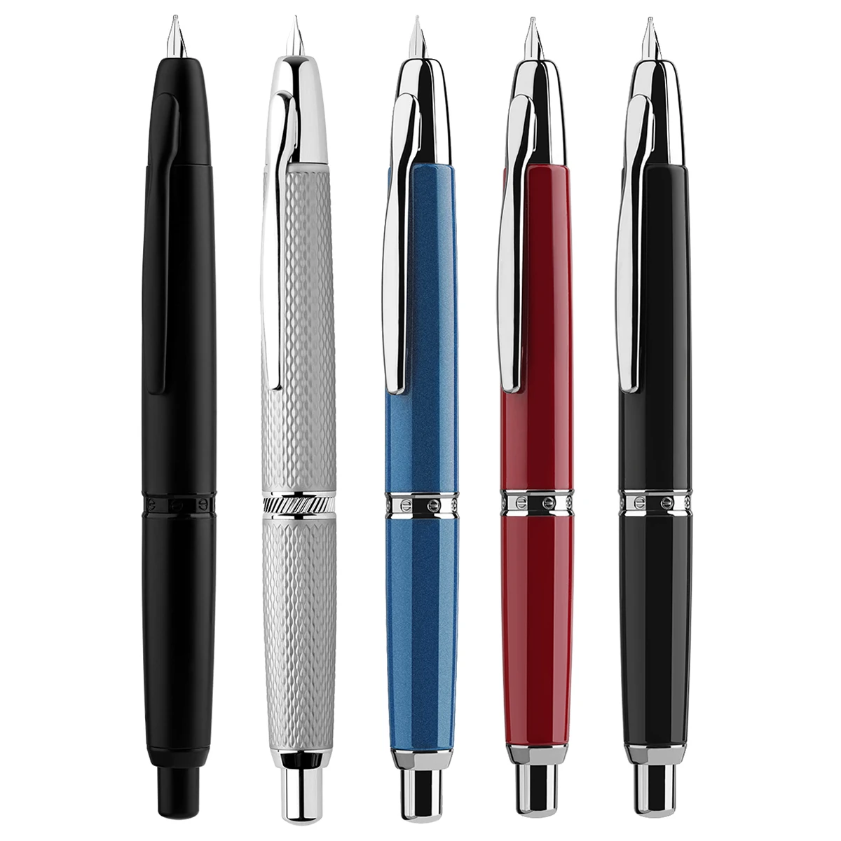 Majohn Moonman A1 Press Fountain Pen, Retractable Extra Fine Nib Metal With Clip / No Clip & Converter For Writing