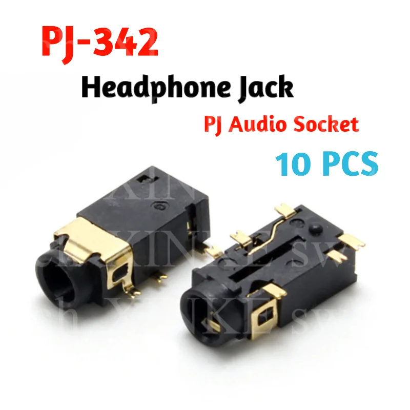

10PCS 3.5 MM Headphone Socket Audio Socket PJ-342 Surface Mounted 6 Feet Double Track Gold Plated PJ342
