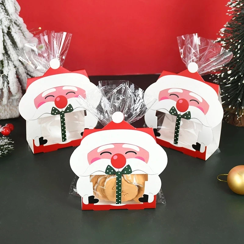 

8/16Pcs Christmas Santa Claus Cookie Bag Candy Box Nougat Gift Packaging Supplies Xmas New Year Party Decoration Kids Favors