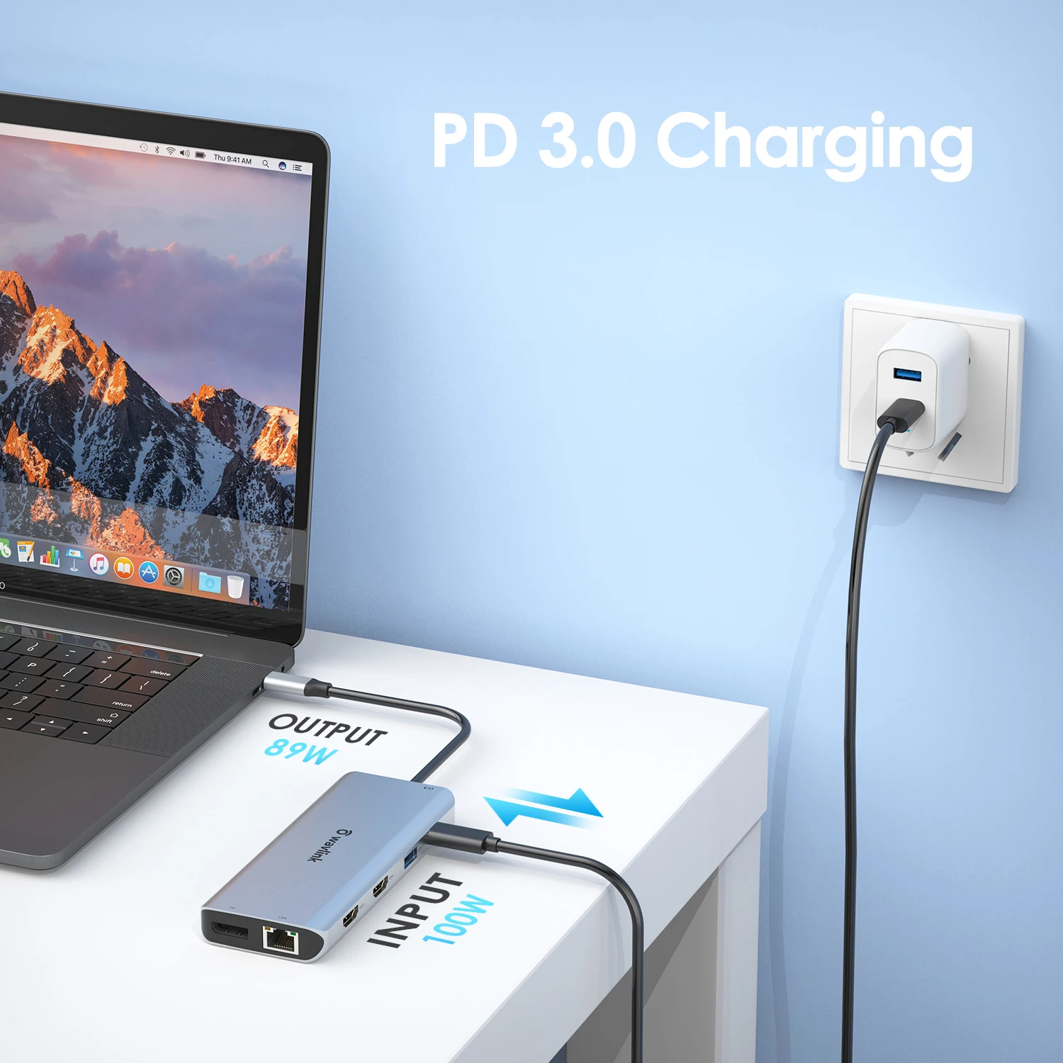 Wavlink USB-C док-станция с тройным дисплеем USB C HUB 4K 60Hz Type к HDMI DP RJ45 USB3.0 адаптер для