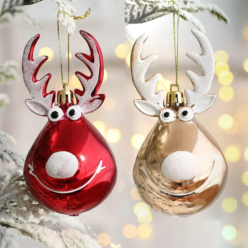 

2pcs Elk Christmas Balls Ornaments Bauble Pendant Xmas Tree Hanging Balls Christmas Home Decorations Navidad 2022 Palle Natale