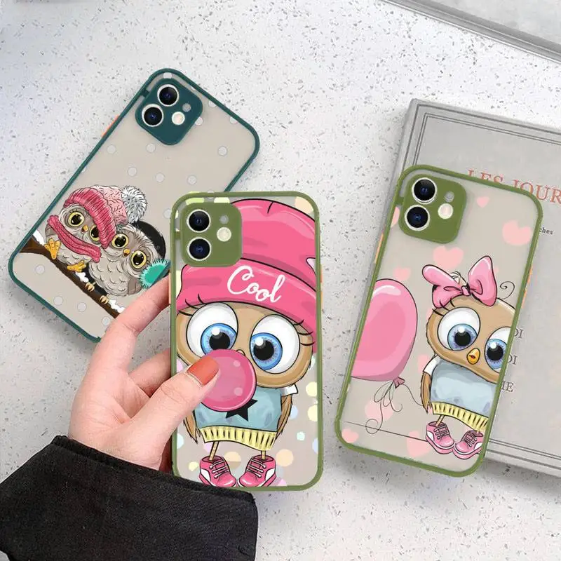 

owl cute cartoon animal Phone Case matte transparent For iphone 11 12 13 6 s 7 8 plus mini x xs xr pro max cover