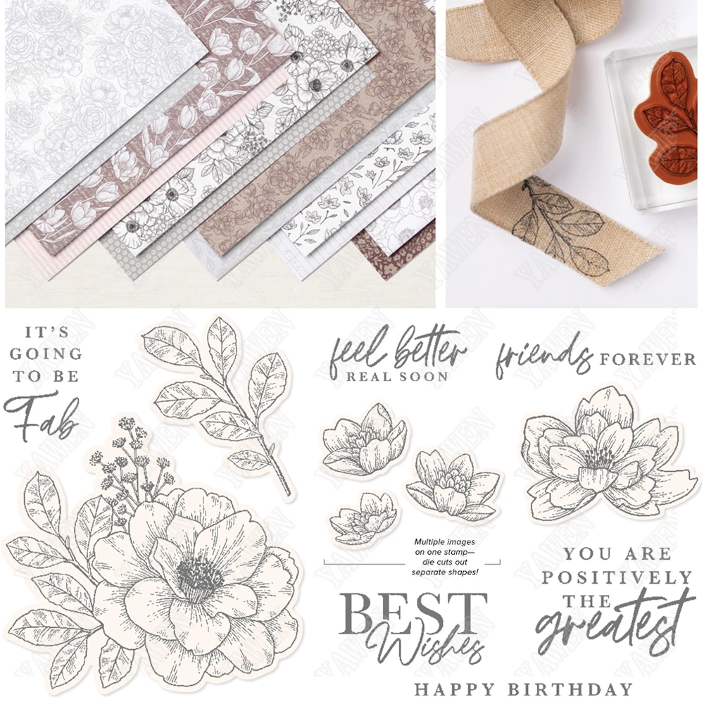 

Bright Flowers Cutting Dies And Clear Stamps Scrapbook Diary Decoration Embossing Cut Dies Template Diy Greeting Card Handmade