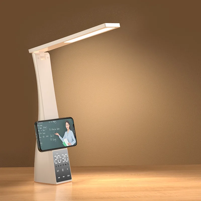 

Table Lamps Led With Alarm Clock Stepless Dimming Temperature Bluetooth Speaker Touch Foldable USB Bedroom Night Light Desk Lamp