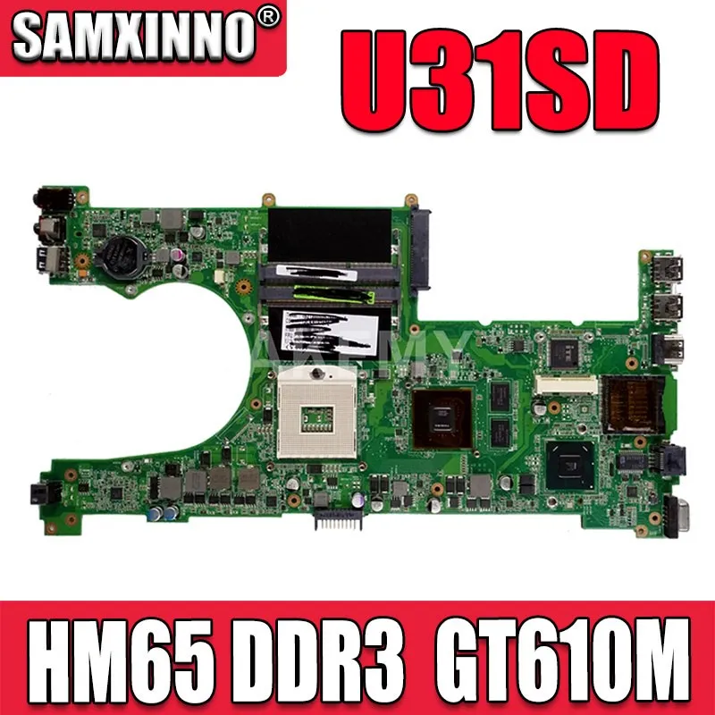 

Материнская плата для ноутбука ASUS U31SG U31SD X35S, материнская плата HM65 DDR3 Gefore 610M GPU 60-NY5MB1000-A02 69N0MPM10A02