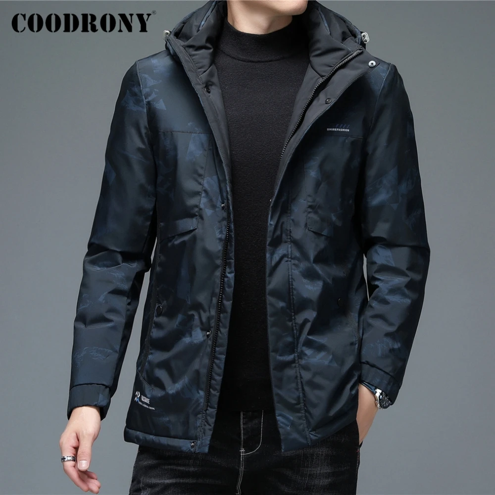 COODRONY Brand 90% White Duck Down Jackets Winter New Arrival Men Clothing Thick Warm Hooded Coat Fashion Big Pocket Parka Z8154