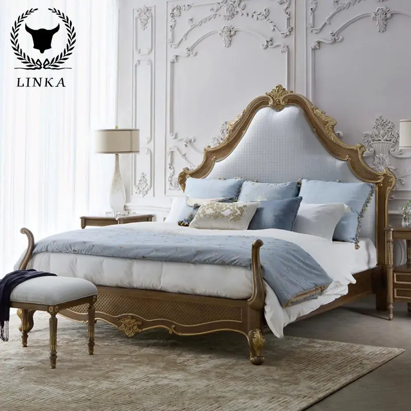 

Роскошная винтажная романтическая кровать принцессы мечты из массива дерева ручной работы в французском стиле ретро двуспальная кровать 2 м свадебная кровать