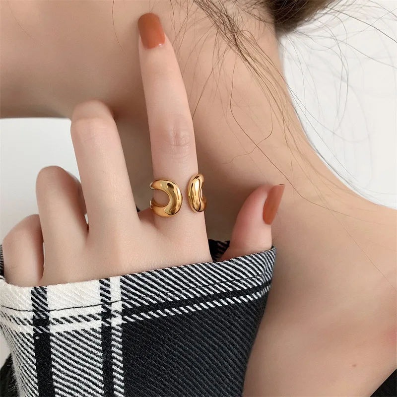 

INS Style Titanium Steel Geometric Ring Vintage Hollow Personality Stainless Steel Rings