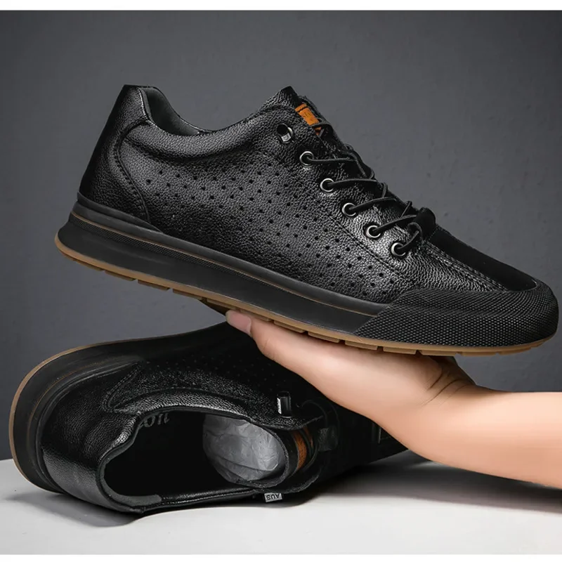 Мужская обувь для скейтборда из натуральной кожи спортивные лоферы с лифтом 6 см