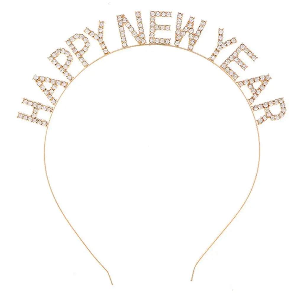 

Festive New Year Head Hoop Decorative Alloy Headdress New Year Head Hoop Photo Prop New Year Hair Hoop for Party