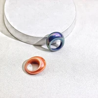 fashion shining metal laser glossy resin acrylic geometric oval finger ring for women girls summer beach party jewelry chic gift
