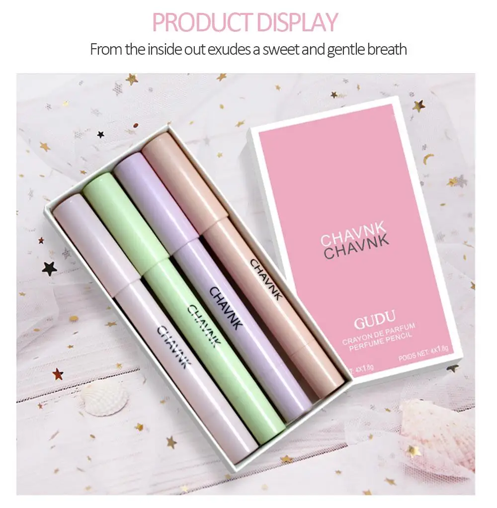

4PCS/Set Solid Perfume Portable Easy To Carry Lasting Fresh Light Fragrance Stay Long Fragrance Portable Solid Stick Perfume
