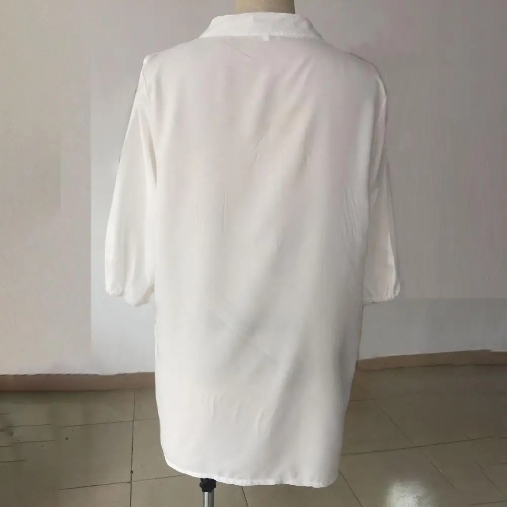 

Stylish Shirt Jumper Buttons Half Placket Soft Women Shirt Spring Autumn Loose Lace Pullover Shirt