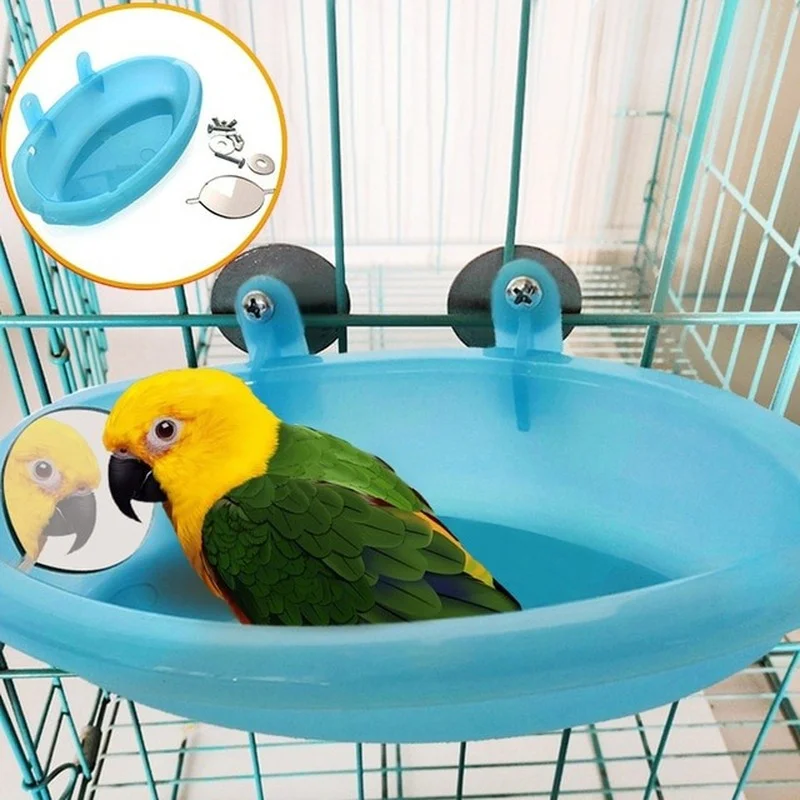 

Pet Bird Bath Cage Parrot Bathtub With Mirror Bird Cage Accessories Shower Box Small Parrot Cage Pet Toys Birds Accessories