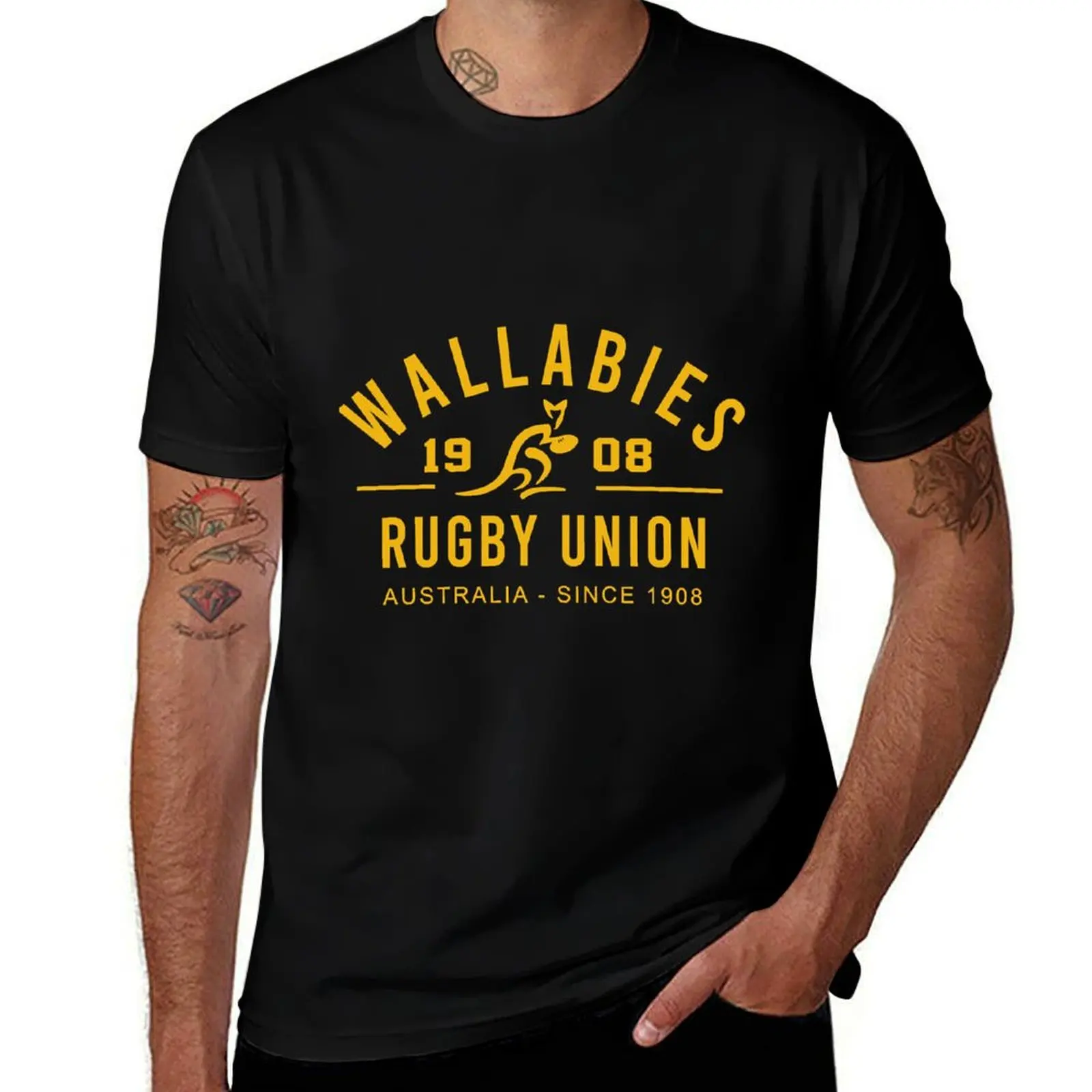 Фото Футболка He Wallabies Logo Rugby RISE, рождественская повседневная футболка с короткими рукавами №1