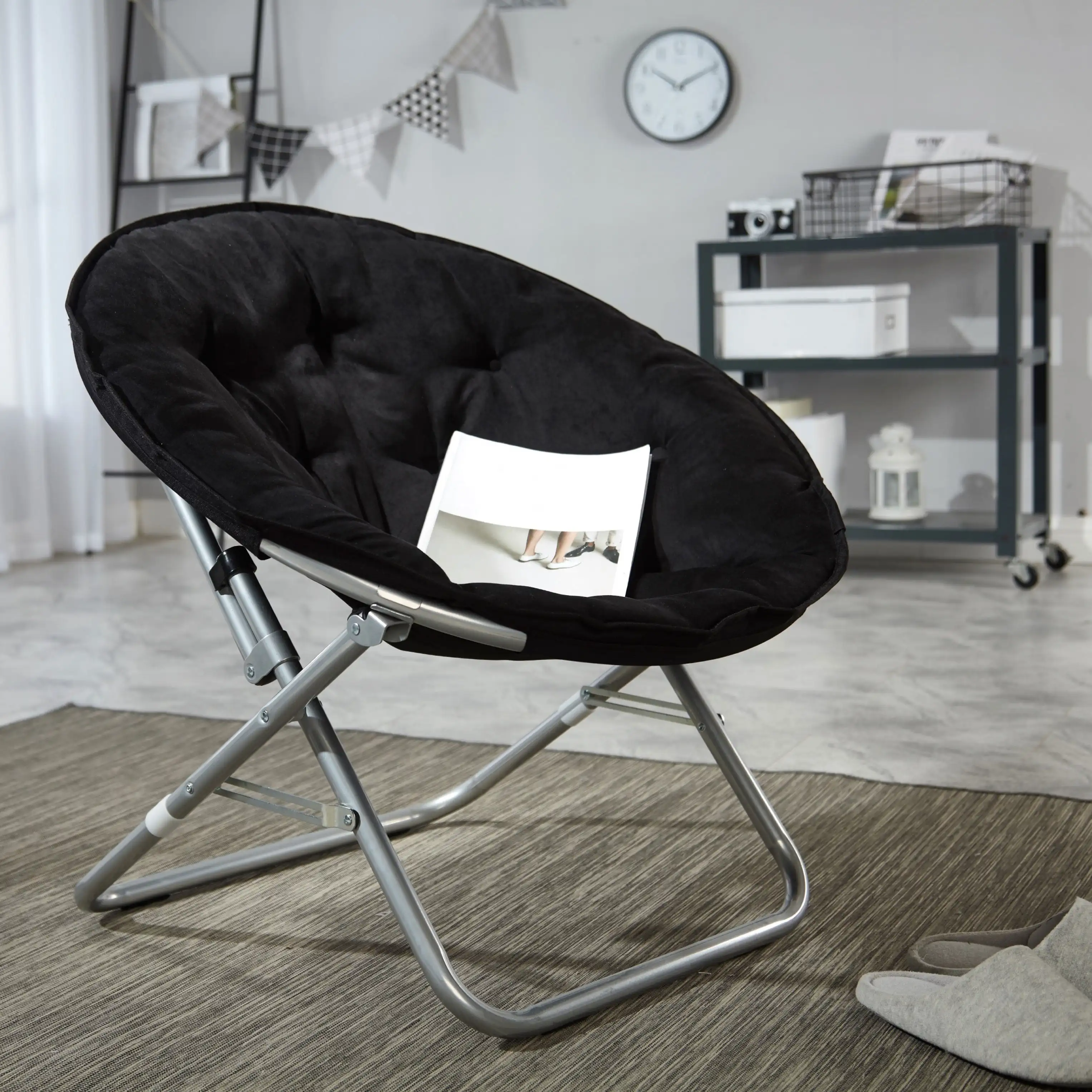 Mainstays Faux Fur Saucer&trade; Chair, Black