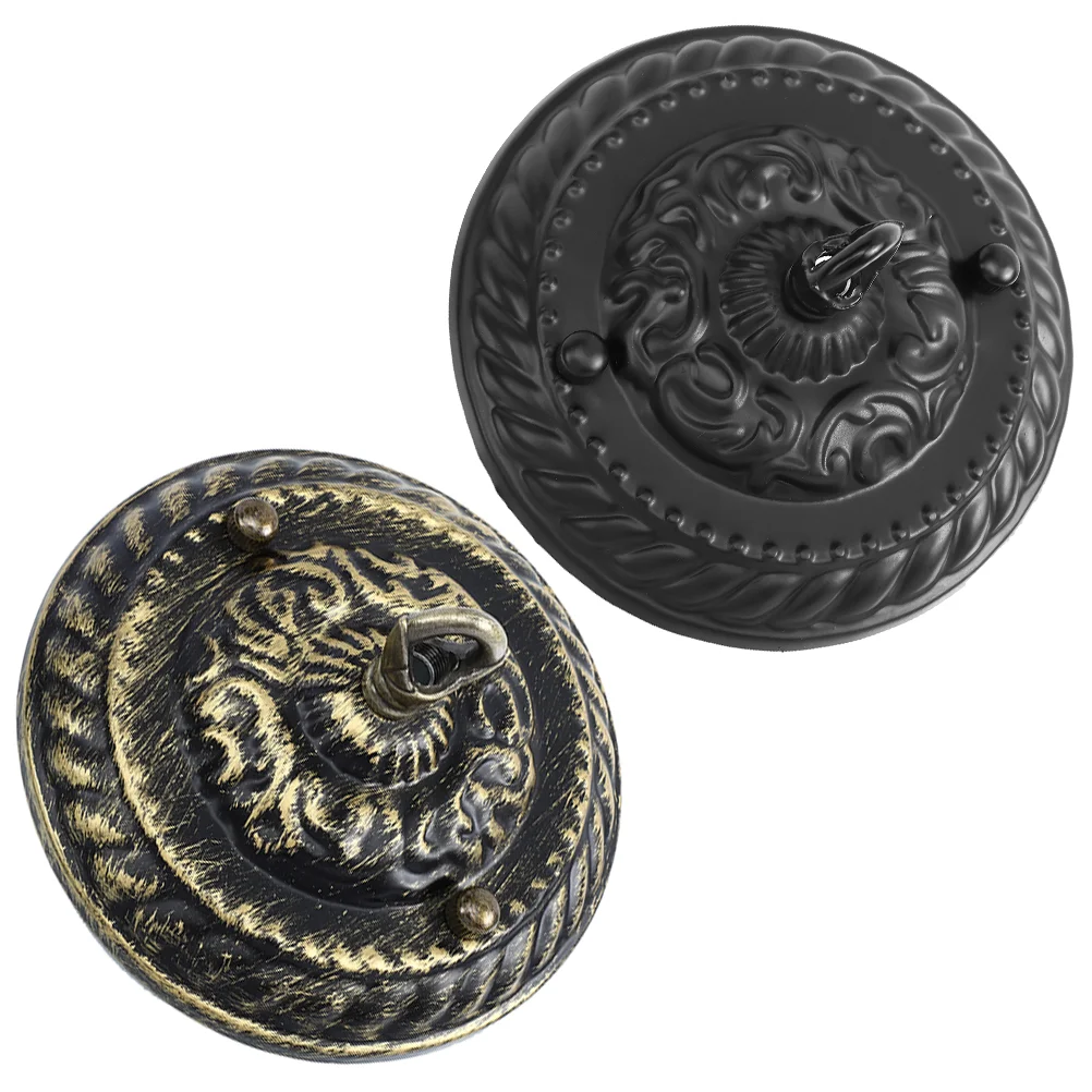 

2 Sets Decorative Hooks Pendant Light Plate Chandelier Cover Canopy Pattern Ceiling Zinc Alloy