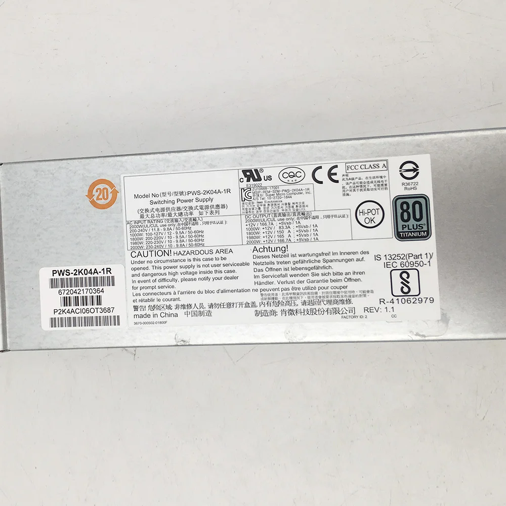 PWS-2K04A-1R для супермикро-сервера питания 2000 Вт идеальная проверка перед отправкой