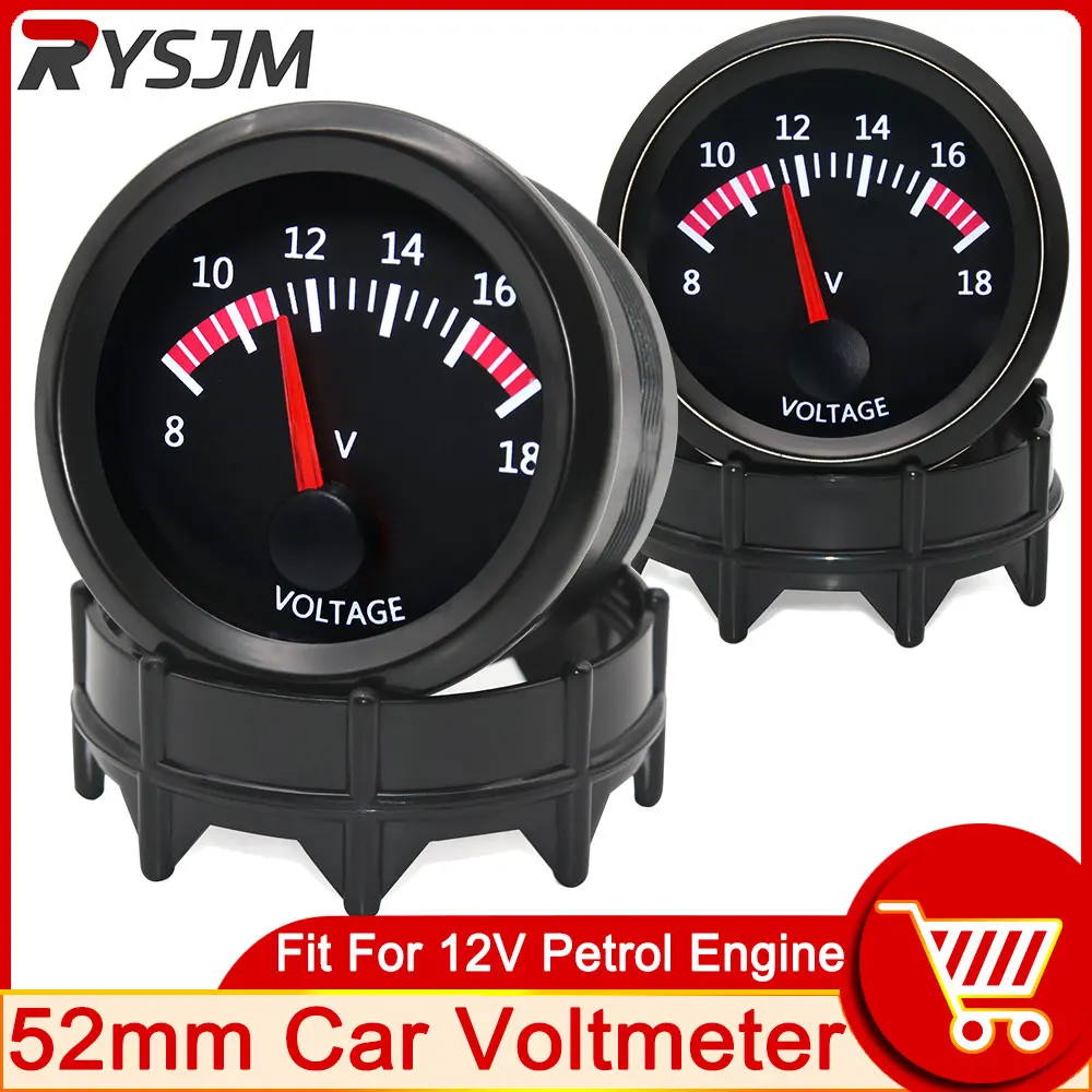 

12v Voltmeter for Cars 52mm Voltmeter Display 8-18V Pointer Volt Gauge Voltage Meter Battery Level Indicator Car Clock 12v Gauge