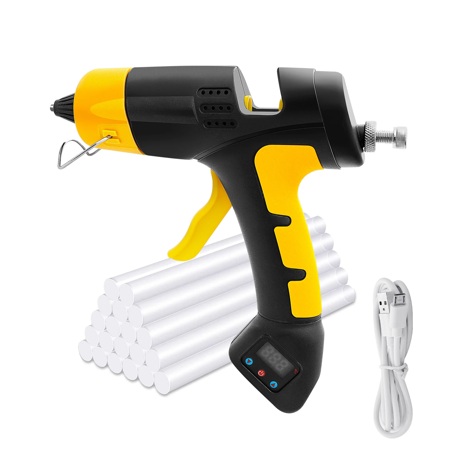 

Клеевой пистолет, беспроводной термопистолет для литиевой батареи, 20 шт, 7 мм Клей-карандашей, цифровой дисплей, регулировка температуры, инструмент «сделай сам» для ремонта