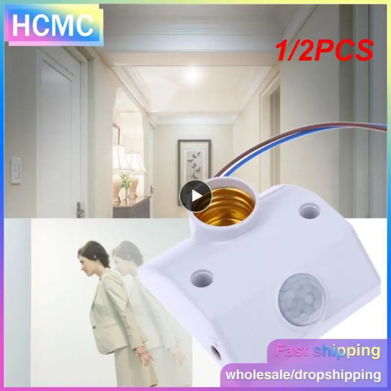 

1/2PCS AC110-220V 50/60HZ 5LUX Motion Sensing Switch Infrared Motion Sensor Automatic Light Lamp Holder Switch White