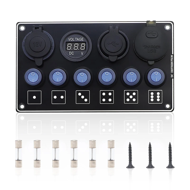 Светодиодный дисплей напряжения 12/24 В 6-бандовый PD USB QC3.0 панель автомобильного