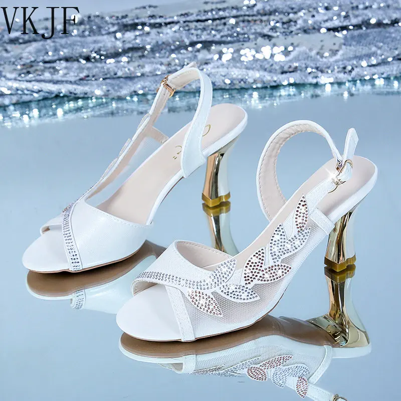 

Sandals Women Summer New Fashion Women's Sandals 2023 Open Toe Sandals Sexy Thin Heels Rhinestone Women's Shoes Slip-on