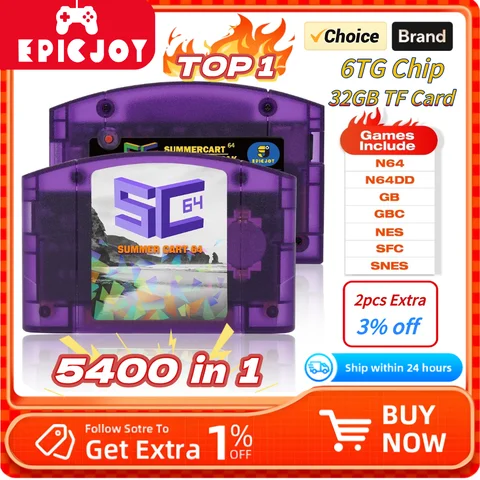 Игровая карта EPICJOY SummerCart 64 для N64, 32 ГБ, 5400 игр, открытый исходный код — детальный вид товара