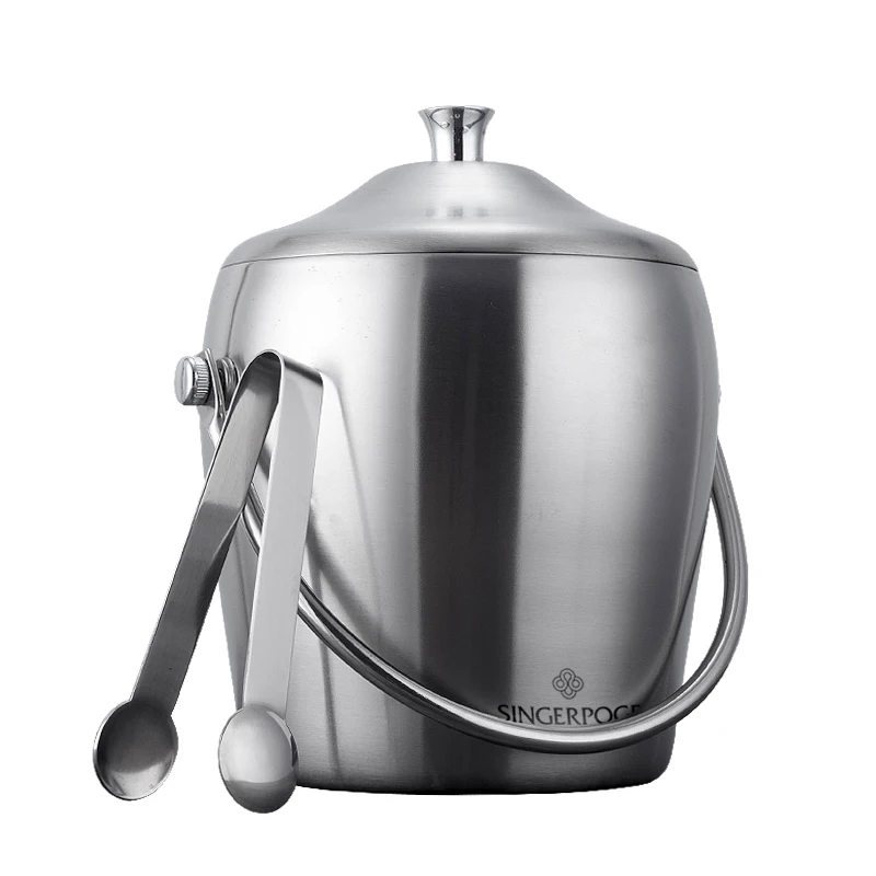 

Thick Stainless Steel Ice Bucket Double Layer Champagne Bucket Red Wine Iced Beer Ice Bucket