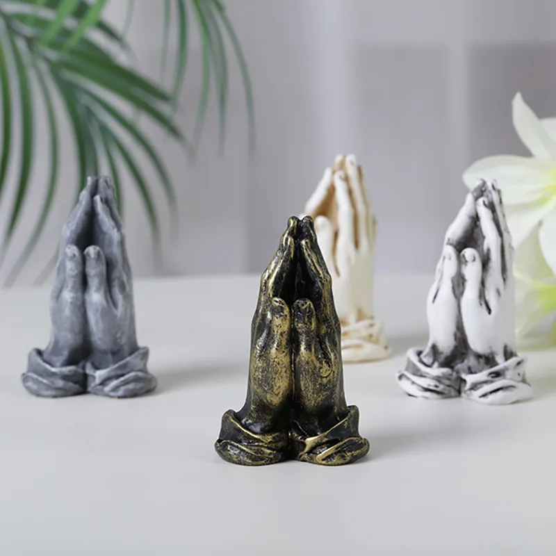 

Pray Thanks Hand Statue Yoga Meditate Decoration Resin Craft Home Decor Miniature Fairy Garden Ornament DIY Home Decorations