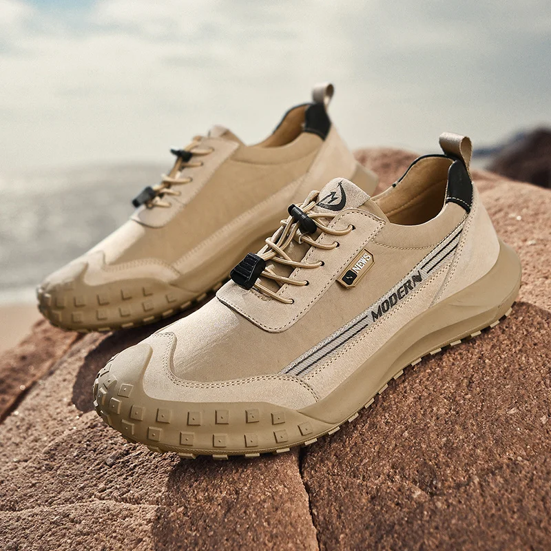 Дышащие мужские походные туфли из натуральной кожи Нескользящие уличные