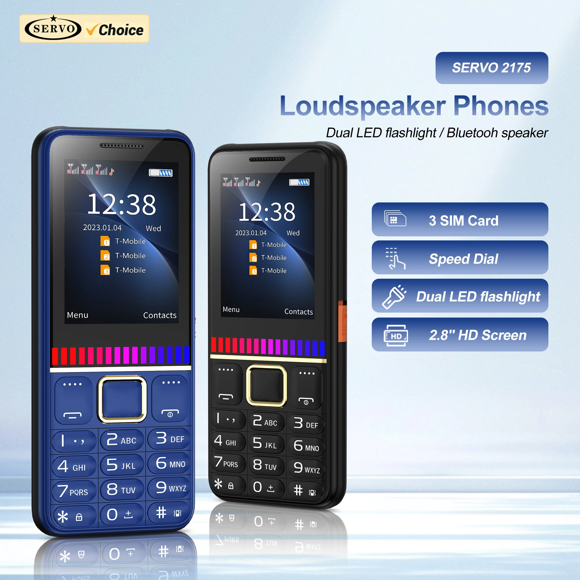 Телефон С Sim-картой Servo 3 Большая Кнопка Двойной Фонарик Bluetooth-вызов