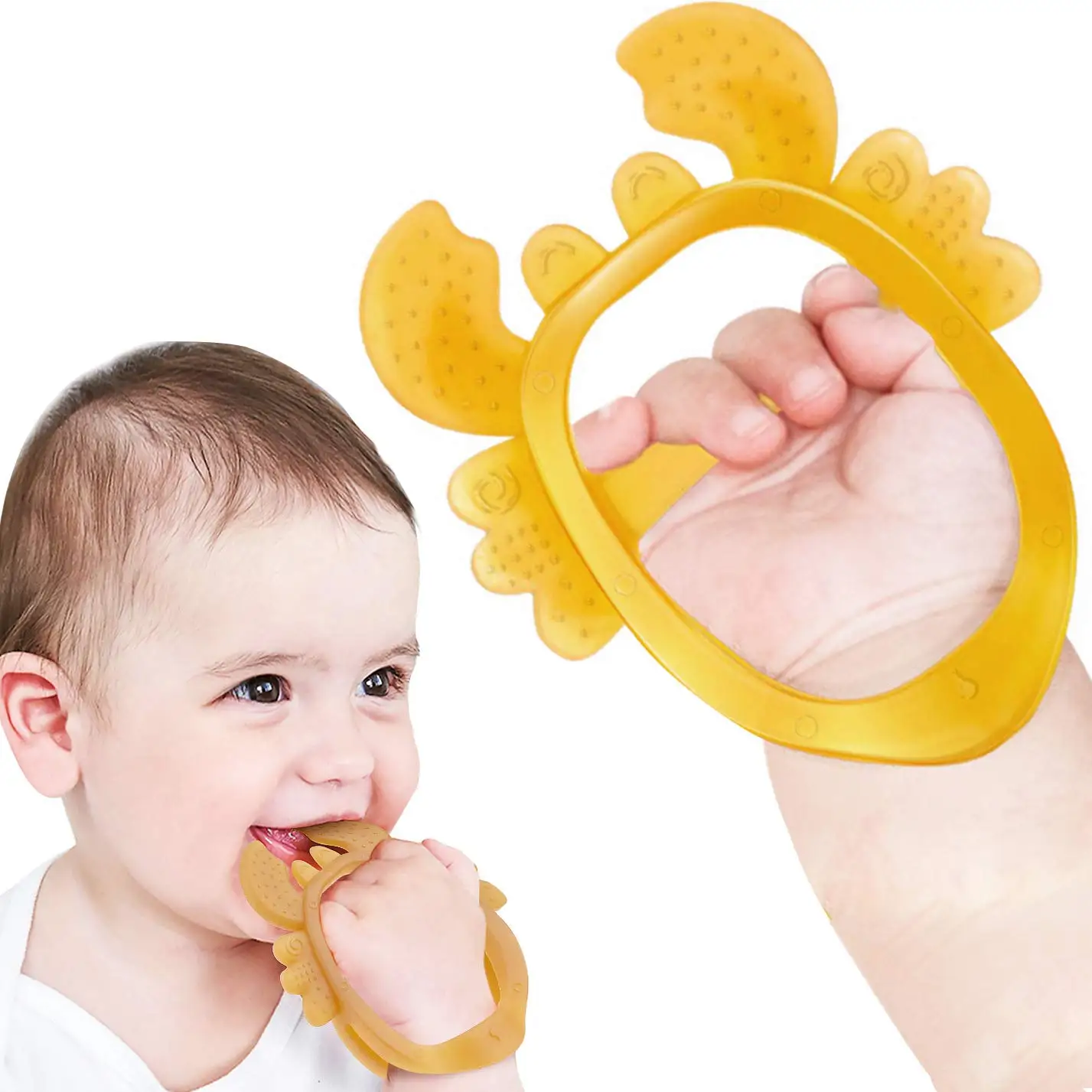 

Baby Teething Crab Stay on Hands Bracelet Teether Wearable Wrist Teething Toy, BPA-Free Food-Grade Silicone, Easy to Hold for In