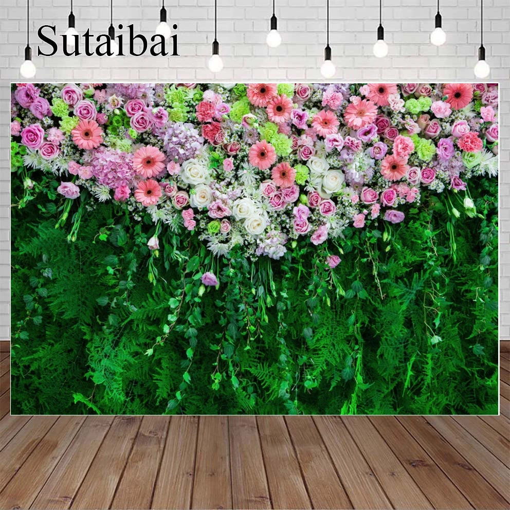 

Flowers Backdrop Jungle Green Leaves Photography Props Birthday Party Decoration Baby Shower Portrait Photophones for Photos