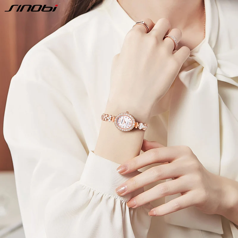 Женские кварцевые наручные часы с бриллиантами 5 атм