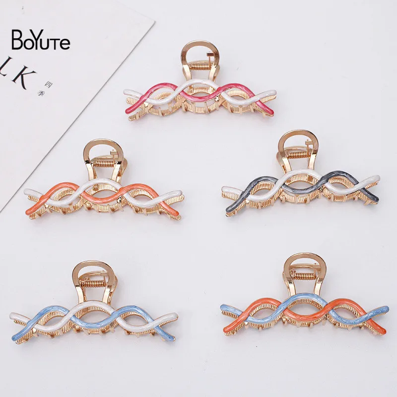 

Большой эмалированный зажим для волос BoYuTe (5 шт./лот) 11*4,5 см, металлический зажим для волос, украшения для волос, аксессуары для женщин