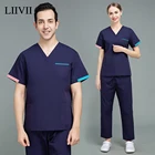 Униформа для медсестер, женская футболка с коротким рукавом для врачей в больнице, топы, блузка, униформа для медсестер, рабочая одежда