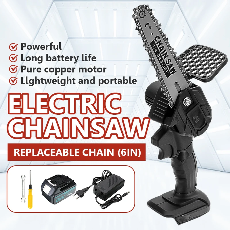 

6 Inch Mini Electric ChainSaw Woodworking Pruning For Fruit Tree Garden Trimmer Recharge For 18V Makita Battery Without Battery