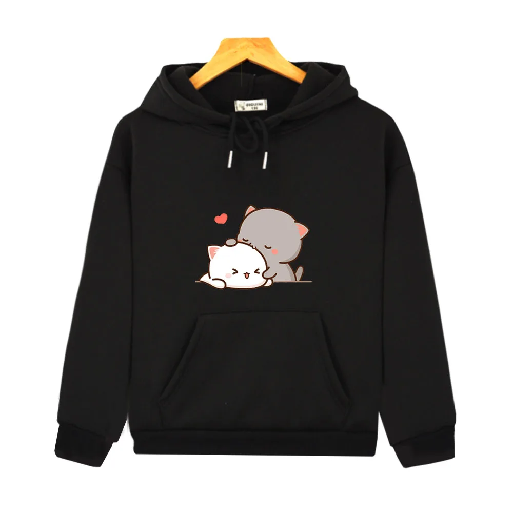 

Peach Cat Kawaii Clothing Kids Aesthetic Hoodie for Girls Cute Pink Tops Hooded Sweatshirt Boys Cartoon Print Unisex Streetwear