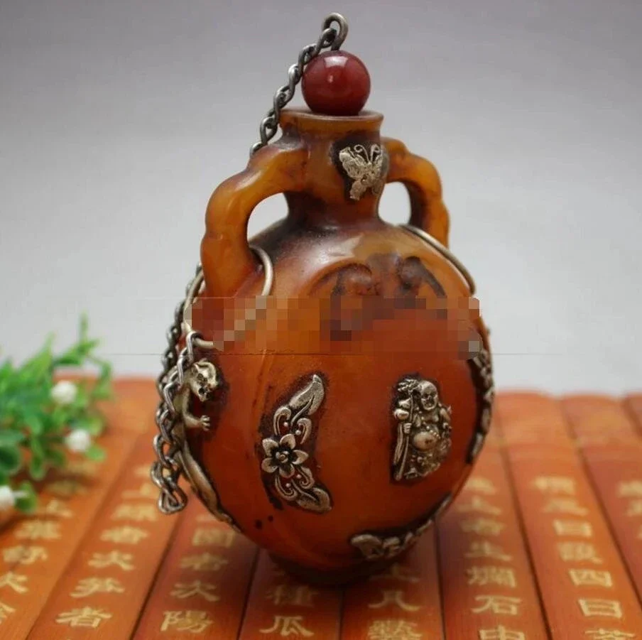 Медная статуя Антикварная сумка серебро инкрустированная желтой восковой