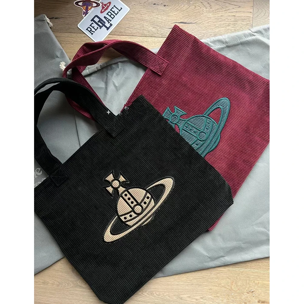 

Fashion Saturn Shoulder Bag Designer Corduroy Women Handbags and Purses Large Shopper Bags for Women Brands Tote Bag Female New