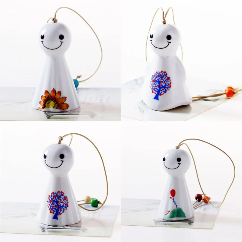 

ceramic wind chimes Antique House Blessing Decoration Ceramics Smile Doll Windchimes