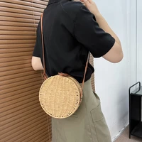 circular fashion bag new vintage rattan woven bag personalized fashion messenger straw woven bag woven womens bag beach bag