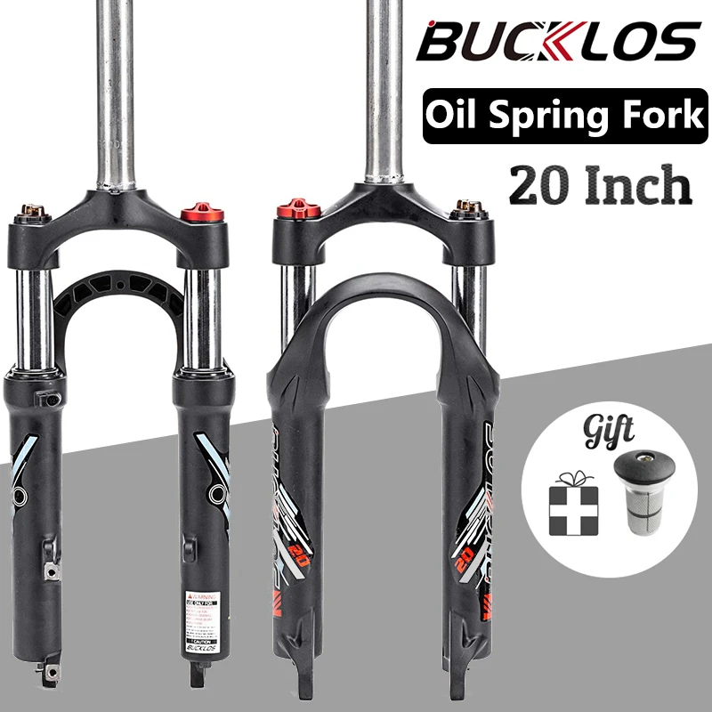 

BUCKLOS 20 Inch Folding Bike Fork Travel 50mm BMX Suspension Fork 9*100mm Quick Release Oil Spring Fork Disc Brake Bicycle Parts