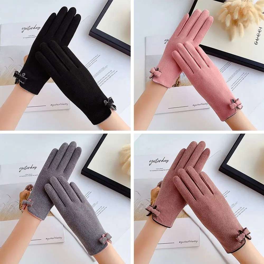 

Women Velvet Thicken Driving Mittens Winter Warm Touch Screen Gloves Gloves