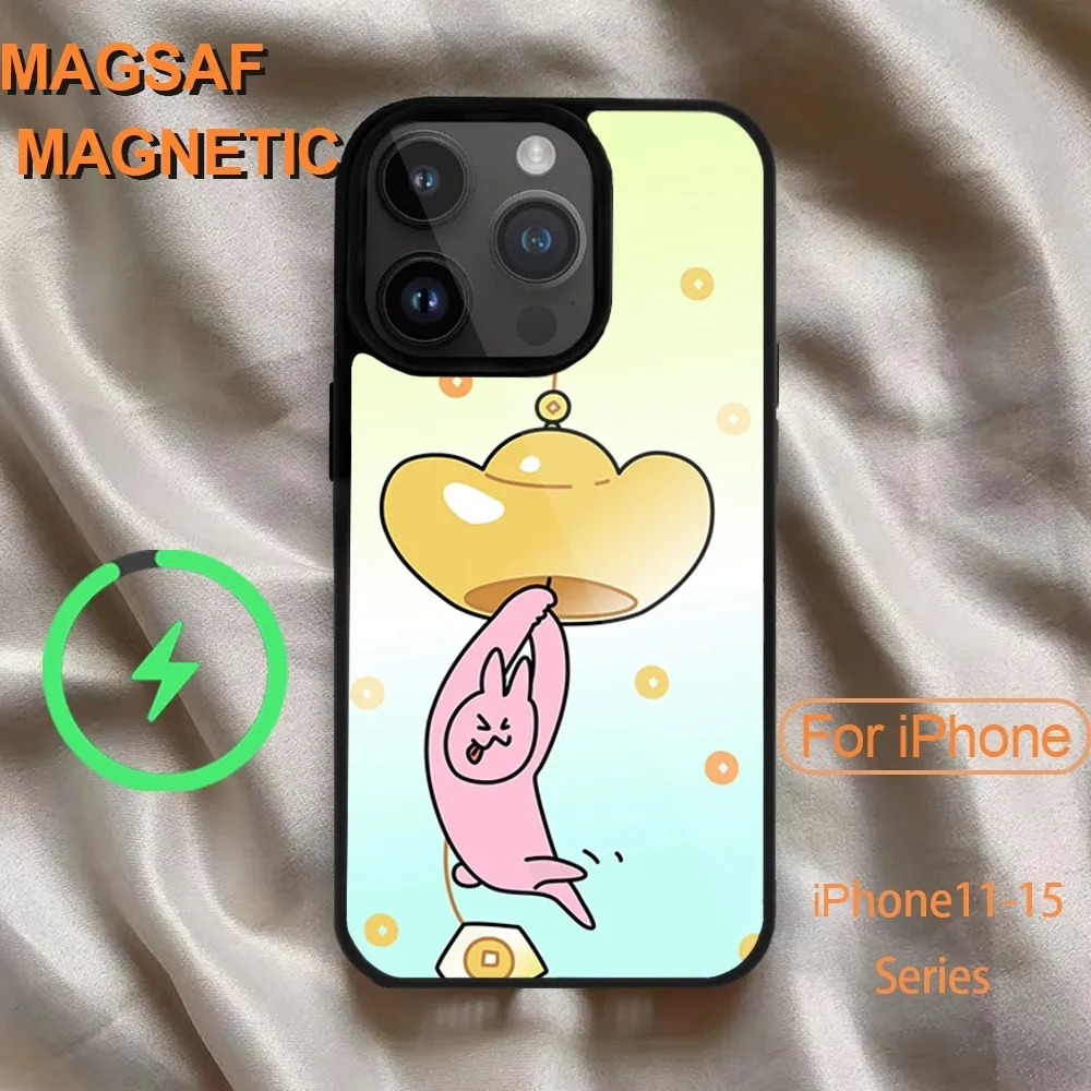 Забавный розовый красный кролик Myfriend чехол для телефона iPhone 14 13 12 11 15 Pro Max Magsafe