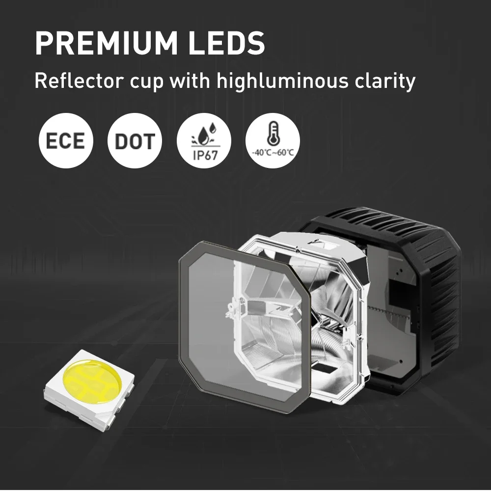 2200LM 40W R10 6-дюймовые фары дальнего света Квадратная вспомогательная лампа для