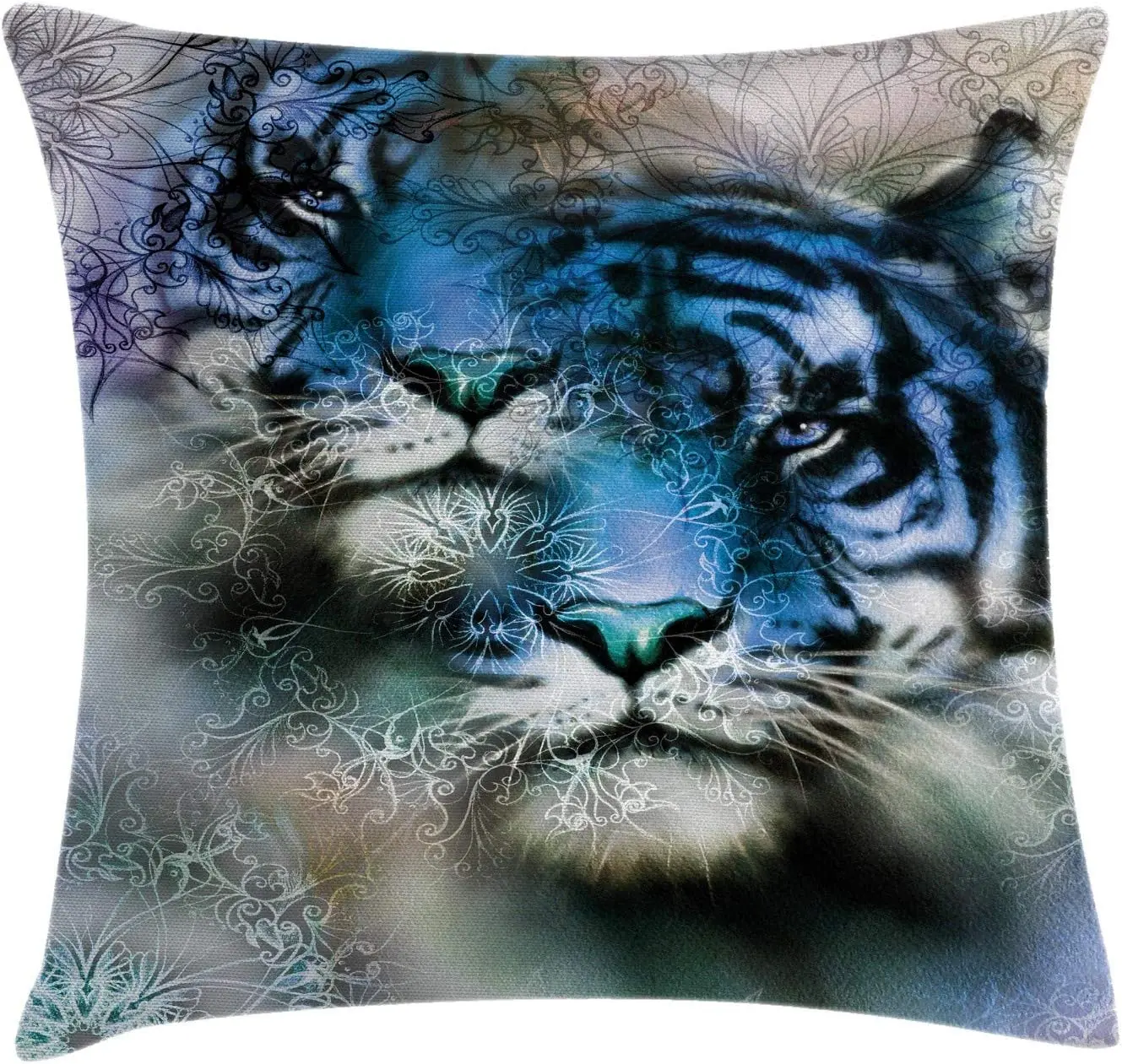 

Животные Иллюстрация 2 тигров Саванна Cat Wild Furious Life Большие Животные Художественная печать, декоративная квадратная Подушка Чехол